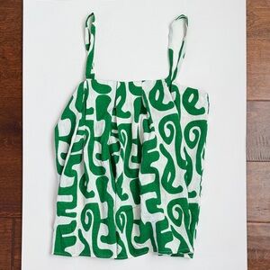 THML Green and White Swirl Camisole